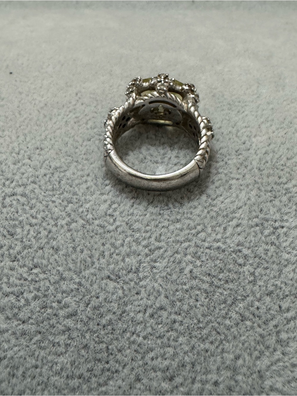 Judith Ripka Silver Lemon Quartz Floral Rope Ring - Picture 4 of 7